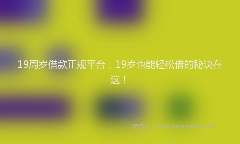 19周岁借款正规平台，19岁也能轻松借的秘诀在这！