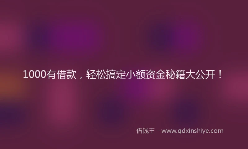 1000有借款，轻松搞定小额资金秘籍大公开！