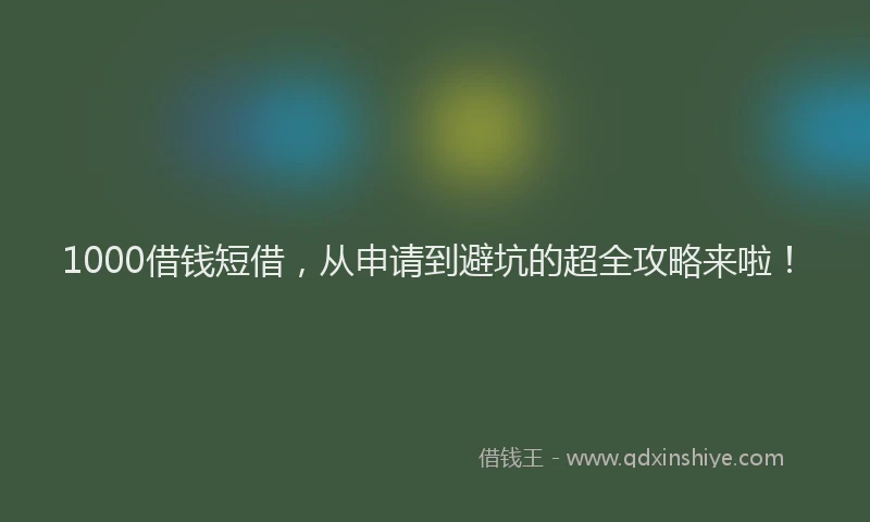 1000借钱短借，从申请到避坑的超全攻略来啦！