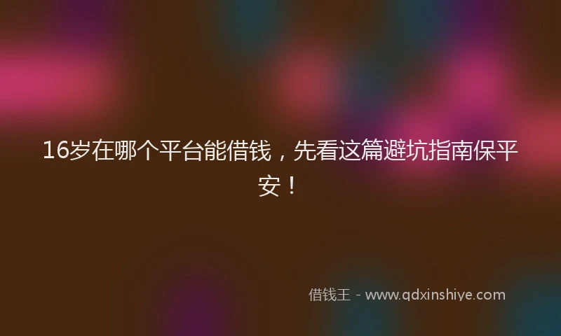 16岁在哪个平台能借钱，先看这篇避坑指南保平安！