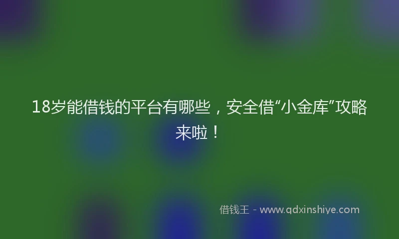 18岁能借钱的平台有哪些，安全借“小金库”攻略来啦！