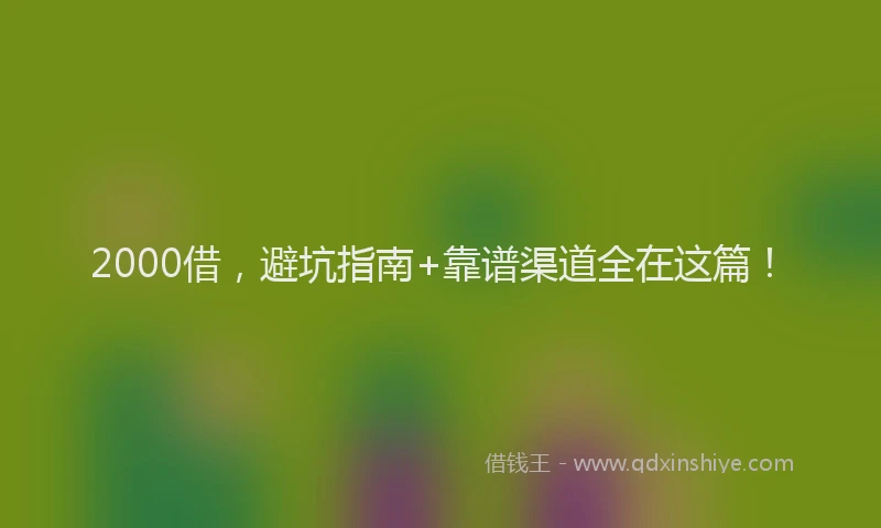 2000借，避坑指南+靠谱渠道全在这篇！