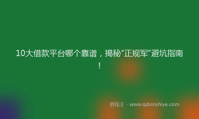10大借款平台哪个靠谱,揭秘“正规军”避坑指南!