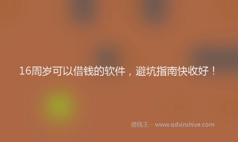 16周岁可以借钱的软件，避坑指南快收好！