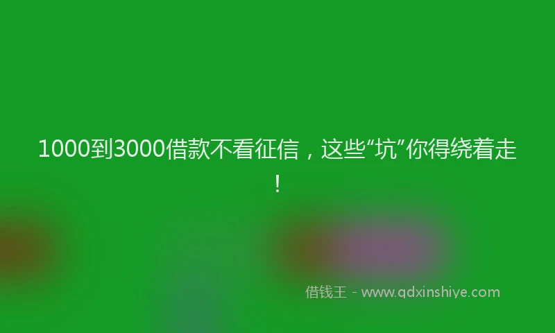 1000到3000借款不看征信，这些“坑”你得绕着走！