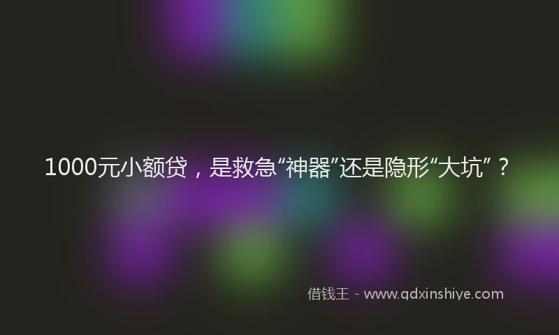1000元小额贷，是救急“神器”还是隐形“大坑”？