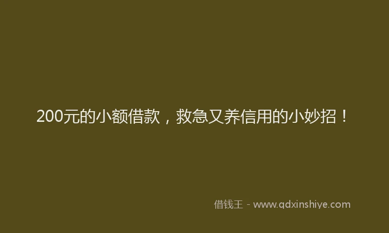 200元的小额借款，救急又养信用的小妙招！
