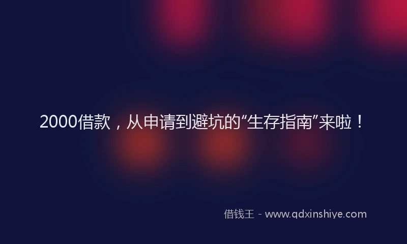 2000借款，从申请到避坑的“生存指南”来啦！