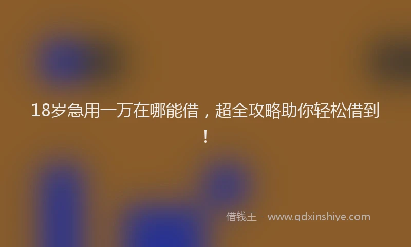 18岁急用一万在哪能借，超全攻略助你轻松借到！