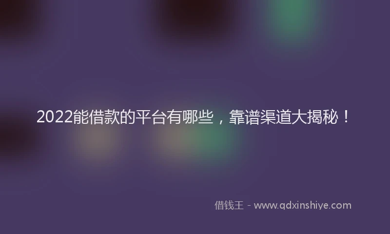 2022能借款的平台有哪些，靠谱渠道大揭秘！