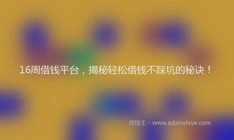 16周借钱平台，揭秘轻松借钱不踩坑的秘诀！