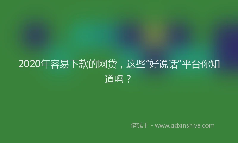 2020年容易下款的网贷，这些“好说话”平台你知道吗？