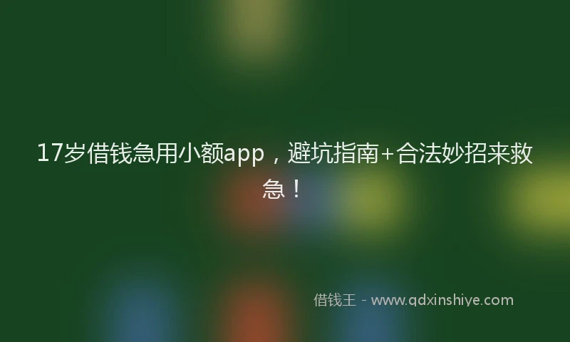 17岁借钱急用小额app，避坑指南+合法妙招来救急！