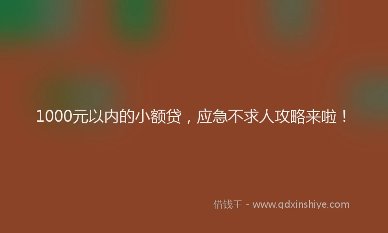 1000元以内的小额贷，应急不求人攻略来啦！