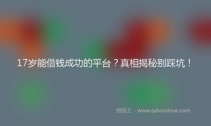17岁能借钱成功的平台？真相揭秘别踩坑！