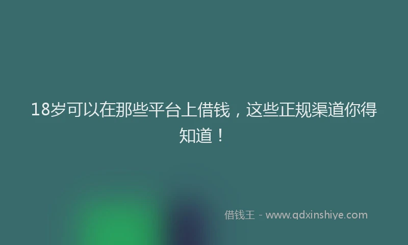 18岁可以在那些平台上借钱，这些正规渠道你得知道！