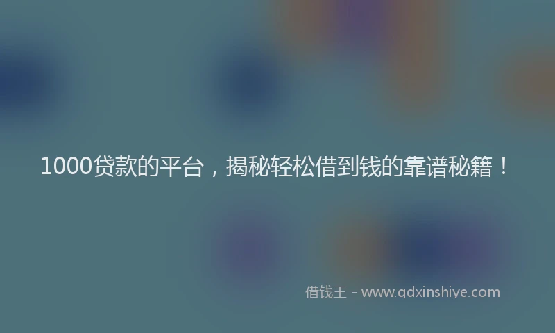 1000贷款的平台，揭秘轻松借到钱的靠谱秘籍！