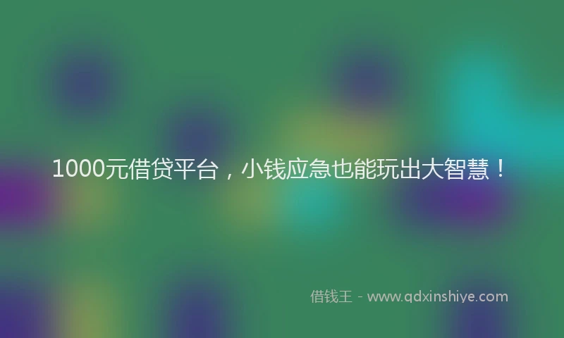 1000元借贷平台，小钱应急也能玩出大智慧！