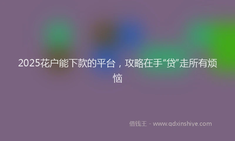 2025花户能下款的平台，攻略在手“贷”走所有烦恼