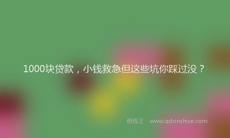 1000块贷款，小钱救急但这些坑你踩过没？