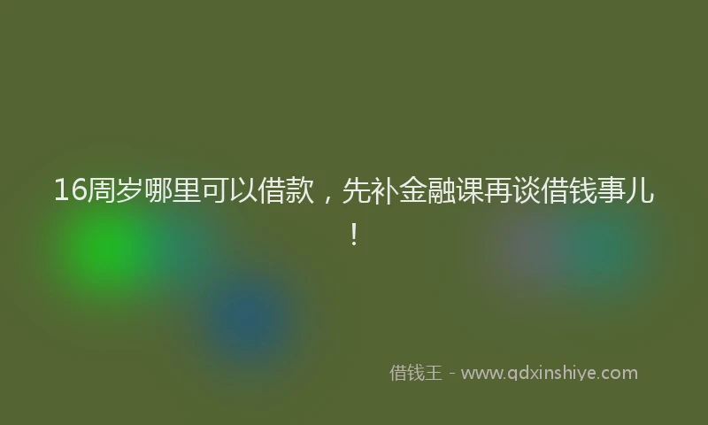 16周岁哪里可以借款，先补金融课再谈借钱事儿！