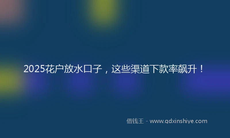 2025花户放水口子，这些渠道下款率飙升！