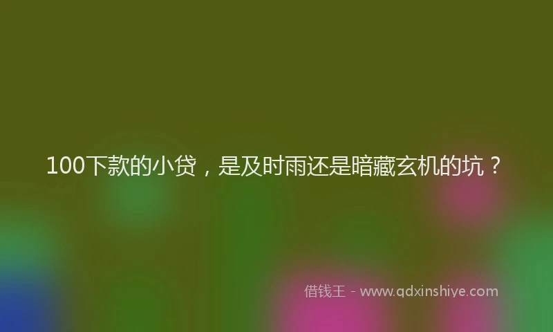 100下款的小贷，是及时雨还是暗藏玄机的坑？
