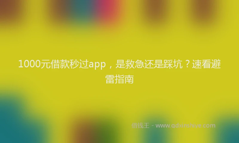 1000元借款秒过app，是救急还是踩坑？速看避雷指南