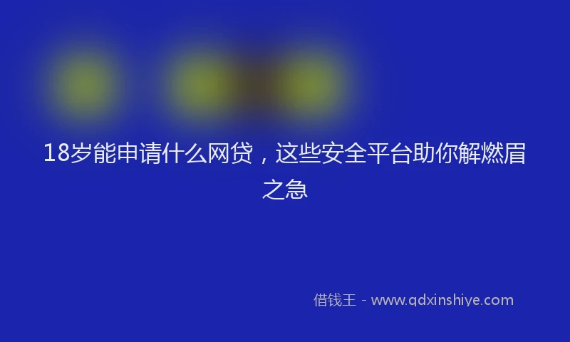 18岁能申请什么网贷，这些安全平台助你解燃眉之急