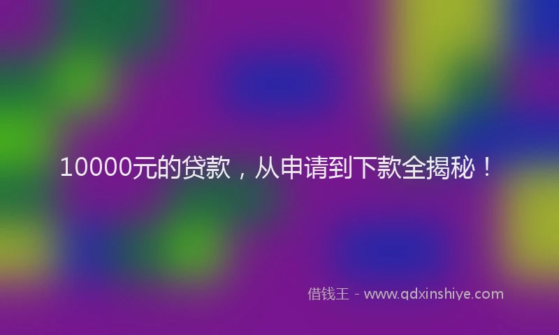 10000元的贷款，从申请到下款全揭秘！