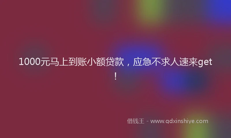 1000元马上到账小额贷款，应急不求人速来get！