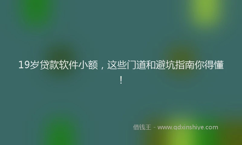 19岁贷款软件小额，这些门道和避坑指南你得懂！