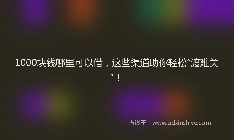 1000块钱哪里可以借，这些渠道助你轻松“渡难关”！