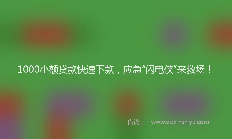 1000小额贷款快速下款，应急“闪电侠”来救场！