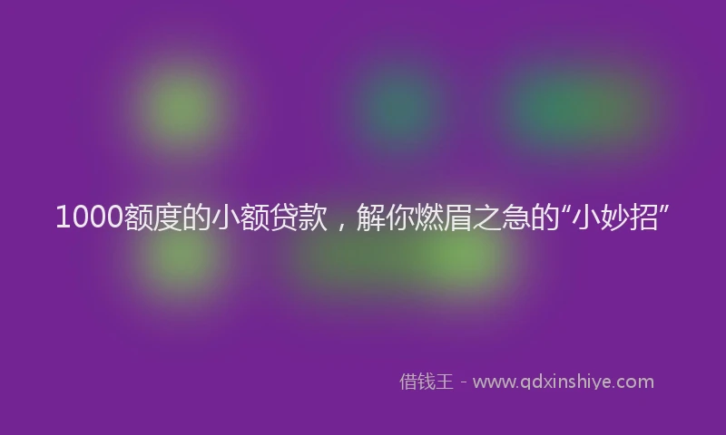 1000额度的小额贷款，解你燃眉之急的“小妙招”