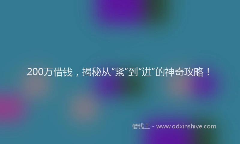 200万借钱，揭秘从“紧”到“进”的神奇攻略！