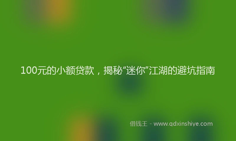 100元的小额贷款，揭秘“迷你”江湖的避坑指南