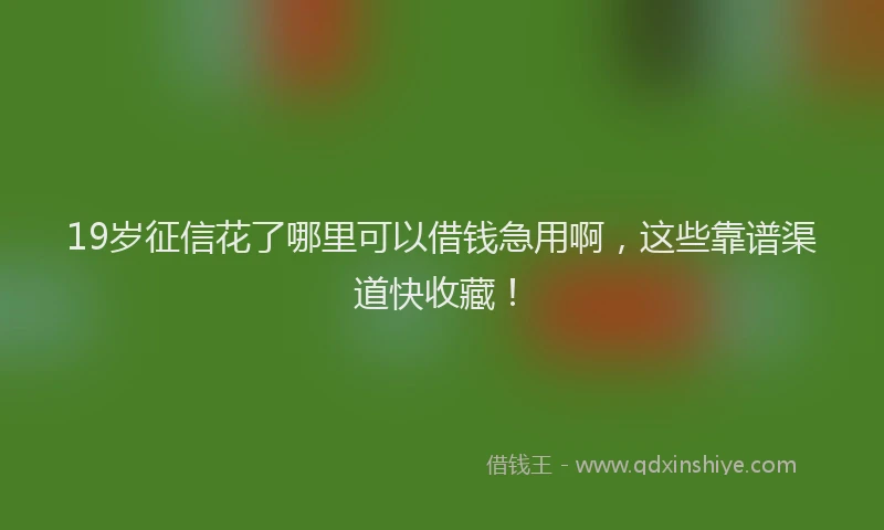 19岁征信花了哪里可以借钱急用啊，这些靠谱渠道快收藏！