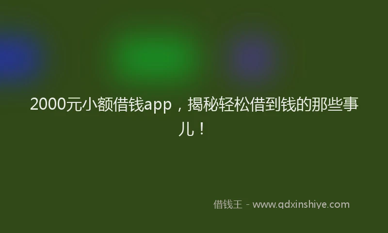 2000元小额借钱app，揭秘轻松借到钱的那些事儿！