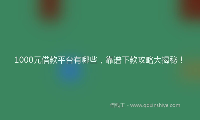 1000元借款平台有哪些,靠谱下款攻略大揭秘!