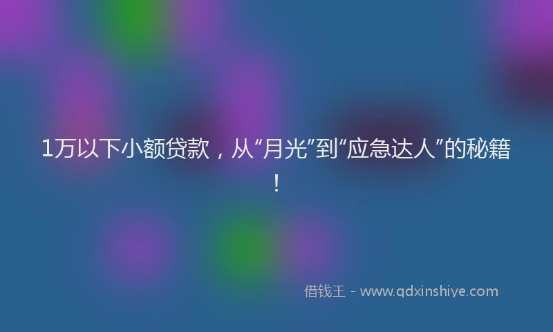 1万以下小额贷款，从“月光”到“应急达人”的秘籍！