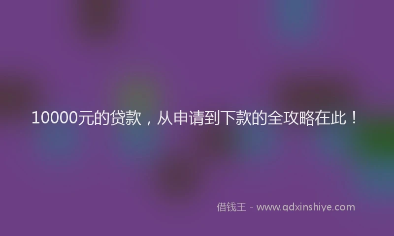 10000元的贷款，从申请到下款的全攻略在此！