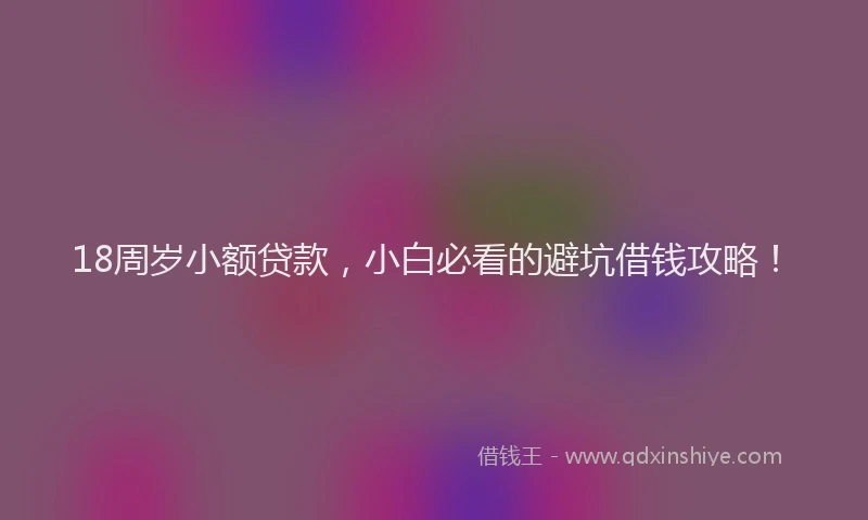 18周岁小额贷款，小白必看的避坑借钱攻略！