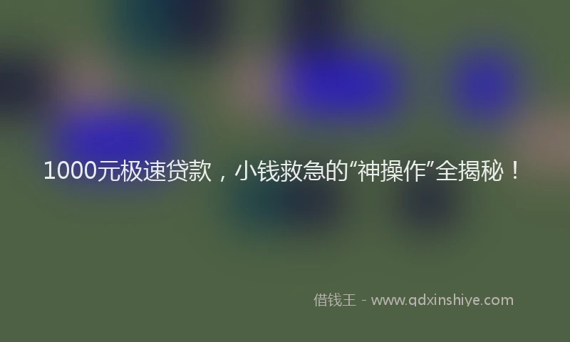 1000元极速贷款，小钱救急的“神操作”全揭秘！