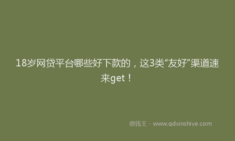 18岁网贷平台哪些好下款的，这3类“友好”渠道速来get！