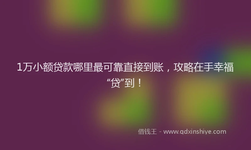 1万小额贷款哪里最可靠直接到账，攻略在手幸福“贷”到！