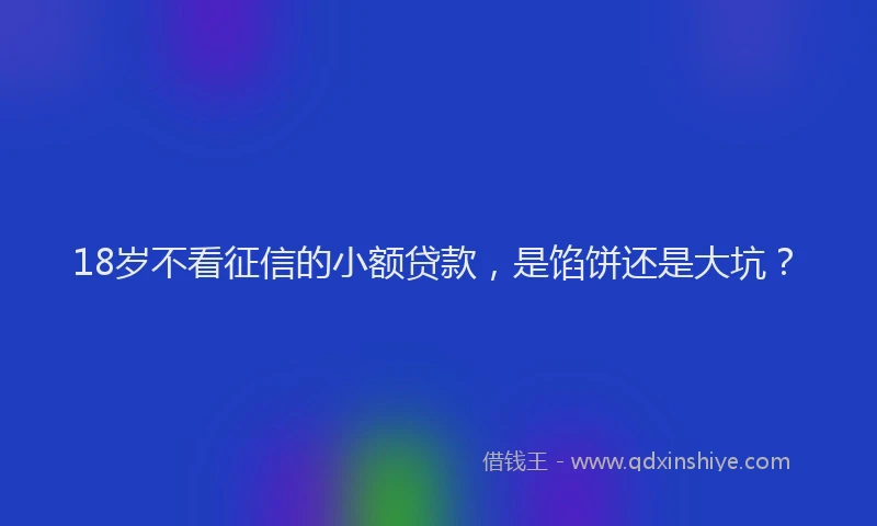 18岁不看征信的小额贷款，是馅饼还是大坑？