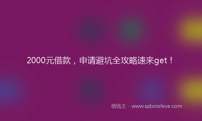 2000元借款，申请避坑全攻略速来get！