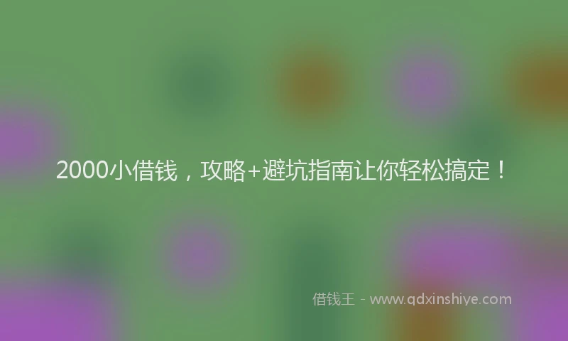 2000小借钱，攻略+避坑指南让你轻松搞定！