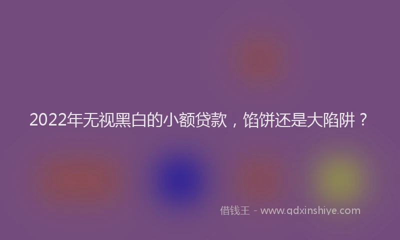 2022年无视黑白的小额贷款，馅饼还是大陷阱？